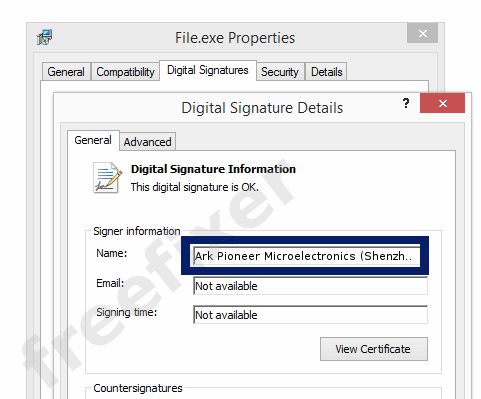 Screenshot of the Ark Pioneer Microelectronics (Shenzhen) Co., Ltd. certificate